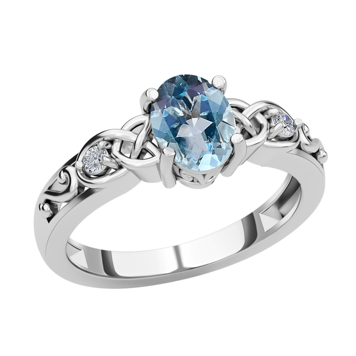 Shop LC 925 Sterling Silver Sky Blue Topaz White Topaz Statement Ring for Women Gifts Cttw 1.2 