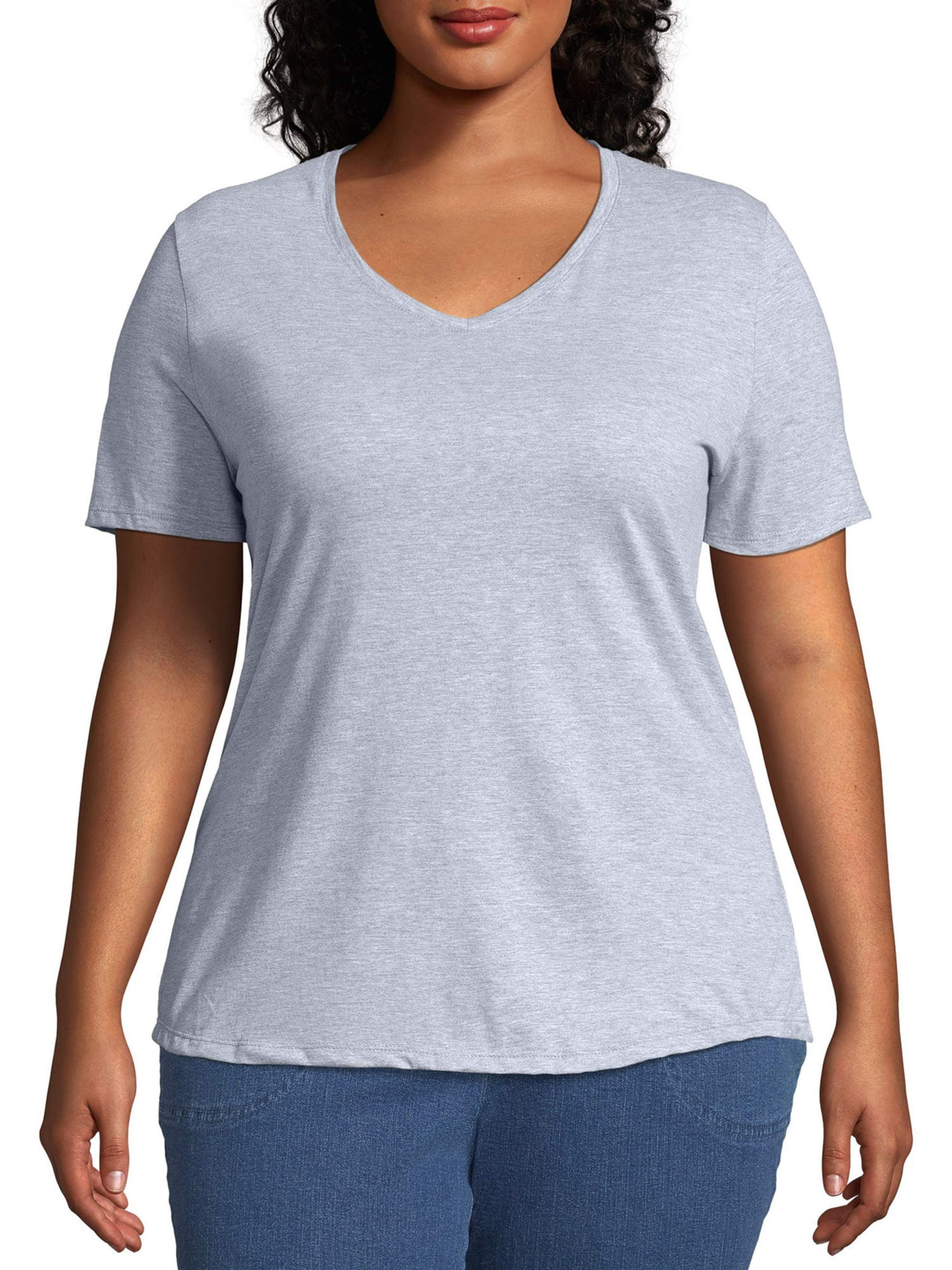 Just My Size Womens Plus-Size Short-Sleeve V-Neck T-Shirt