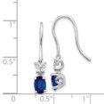 thumbnail image 2 of Real 14kt White Gold Diamond and Oval Sapphire Shepherd Hook Earrings; for Adults and Teens; for Women and Men, 2 of 2