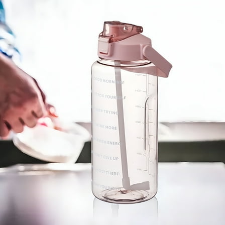 ACDANC 64oz Water Bottle with Marker - Cute Clear Sports Water Bottle with Straw & Handle, Half Gallon Motivational Water Jug for Gym, Fitness & Outdoor Activities - Leakproof BPA-Free