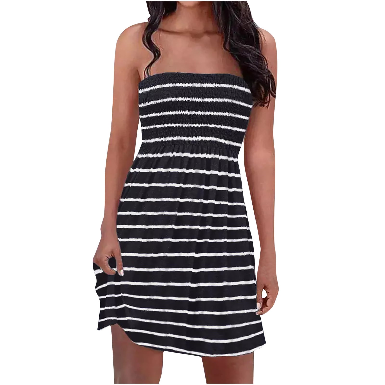 Summer Dresses for Women Sexy Tube Strapless Bohemian Style Printing