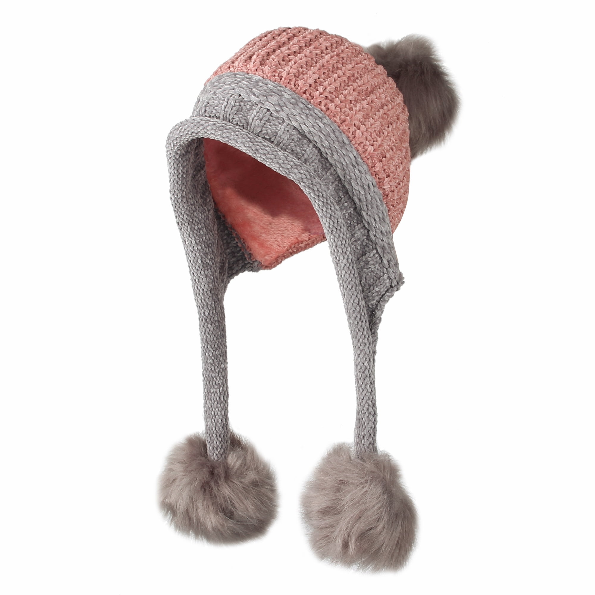 Details about / WINTER KNIT HAT FLEECE LINED WITH EARFLAP UNISEX BROWN