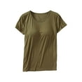 thumbnail image 2 of VLOOCKLW Women's Modal Built-in Bra Padded Active Camisole Short Sleeves Pajama Casual Tops T-Shirt, 2 of 9