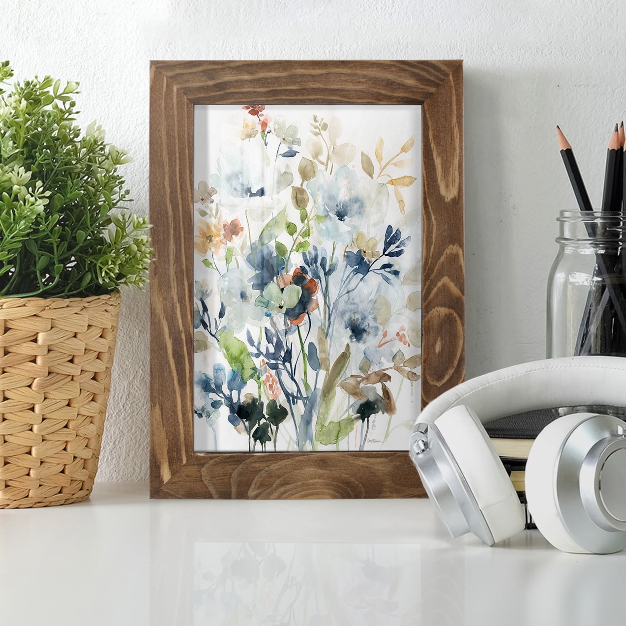 Holland Spring Mix -Framed Print w/glass-Walnut