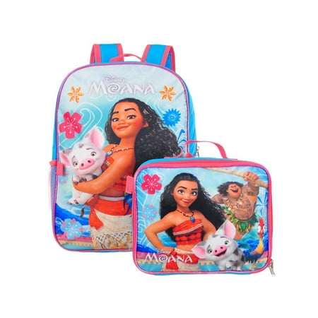 Disney Princess Moana and Maui 16" Backpack With Detachable Matching Lunch Box