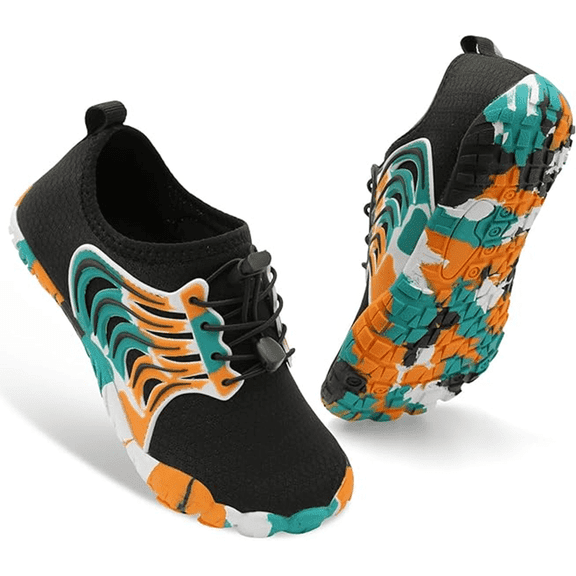 Barerun Kids Water Shoes Boys Girls Barefoot Aqua Socks Quick Dry Breathable Sports Aqua Athletic Sneakers Wide Toe Adjustable Lightweight Beach Swim Pool Shoes