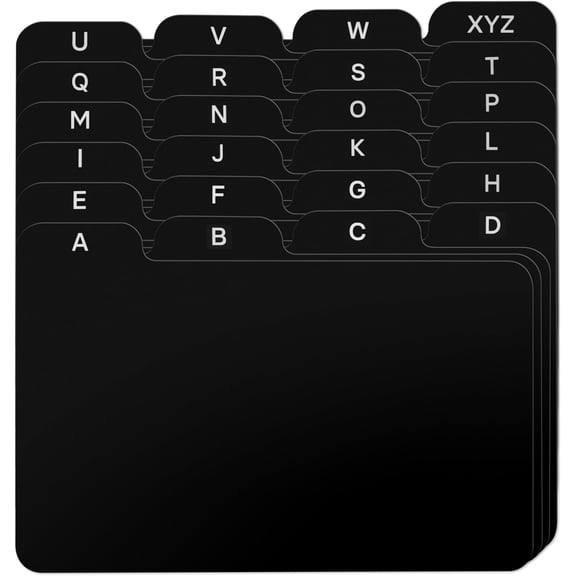 3x5 Index Card Alphabet Tab Dividers 24 pcs (Black)
