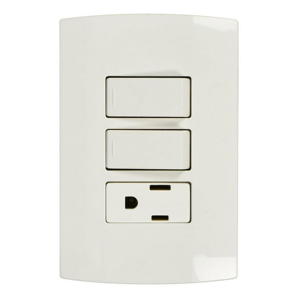 Placa Marisio 2 Interruptores 1 Tomacorriente 127V 15A