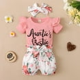 thumbnail image 4 of GYRATEDREAM Newborn Baby Girl Clothes Ruffled Bodysuit Letter Romper Top Floral Shorts Summer Outfits Set 0-18 Months, 4 of 10