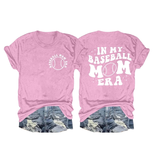 Nouveaux et Tendances T-Shirts Graphiques Uooqdmx pour Femmes, T-Shirt de Baseball pour Femmes, T-Shirts Citation pour Femmes, T-Shirt à Manches Courtes Col Rond Décontracté à la Mode, T-Shirts en Coton pour Femmes, Rose 3TG