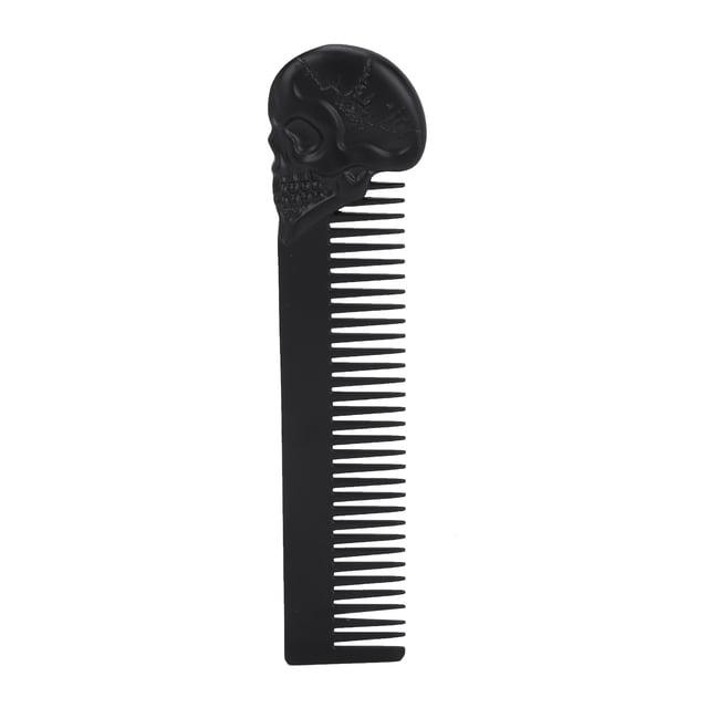 Peine de bolsillo para Barba, aleación de Zinc, patrón de calavera, peinado, bigote, aceite para dar forma al cabello