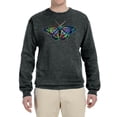 thumbnail image 2 of Wild Bobby, Colorful Rainbow Patterned Butterfly Animal Lover Unisex Crewneck Graphic Sweatshirt, Heather Black, 3XL, 2 of 3