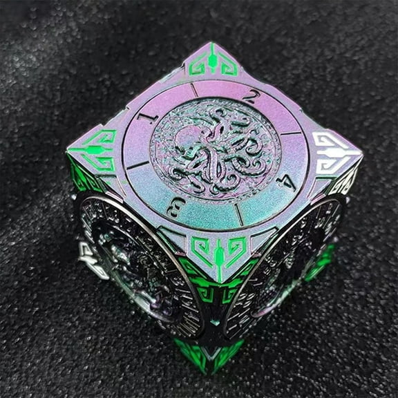 Metal hexahedral seven in one dice suit rotating DND dragon and dungeon polyhedron D6 Cthulhu COC running team,Mixed Colors