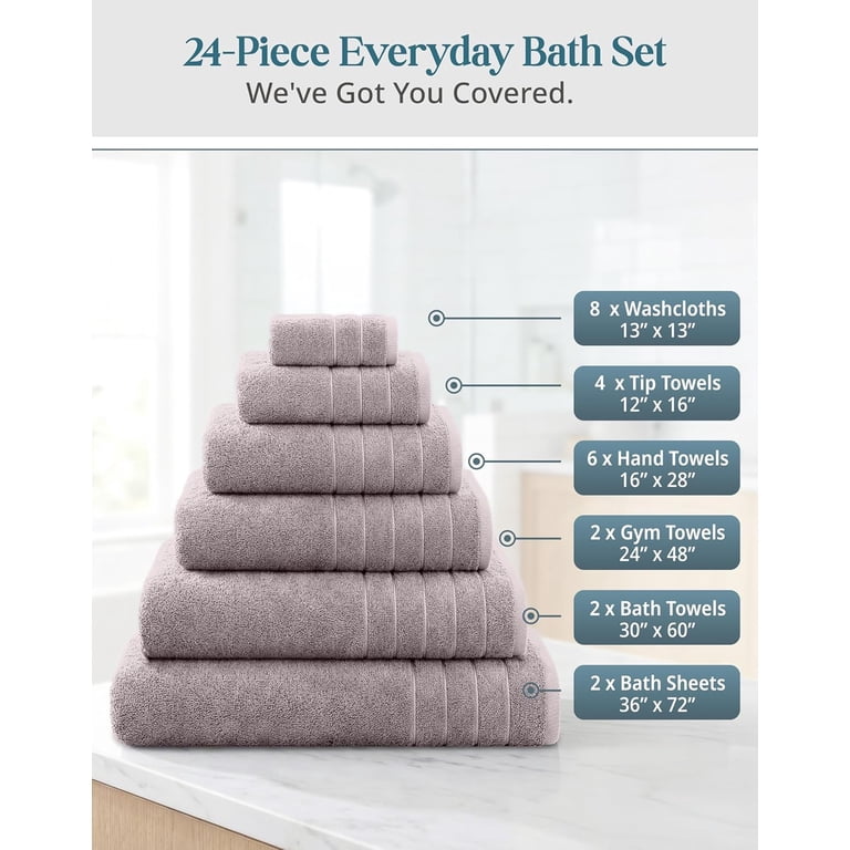 Casa Platino 24-Piece Premium Towel Set, Platinum photo 3