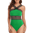 thumbnail image 4 of Hilor Womens One Piece Swimsuits Front Crossover Bathing Suits Slimming Mesh Swimwear, 4 of 9