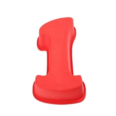 Silicone Cake Mold Number 1 Shape Nonstick Reusable Chocolate Mold Cake Dessert Decorating Tool for Wedding Birthday Anniversary (Red)