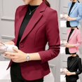 thumbnail image 1 of Sarkoyar Women One Button Solid Color Lapel Long Sleeve Slim Blazer Coat Suit Jacket, 1 of 8