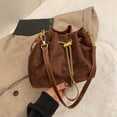 thumbnail image 4 of Hsqqdc Soft Suede Drawstring Bucket Crossbody Bag for Women, Casual Shoulder Handbag Purse, 4 of 7