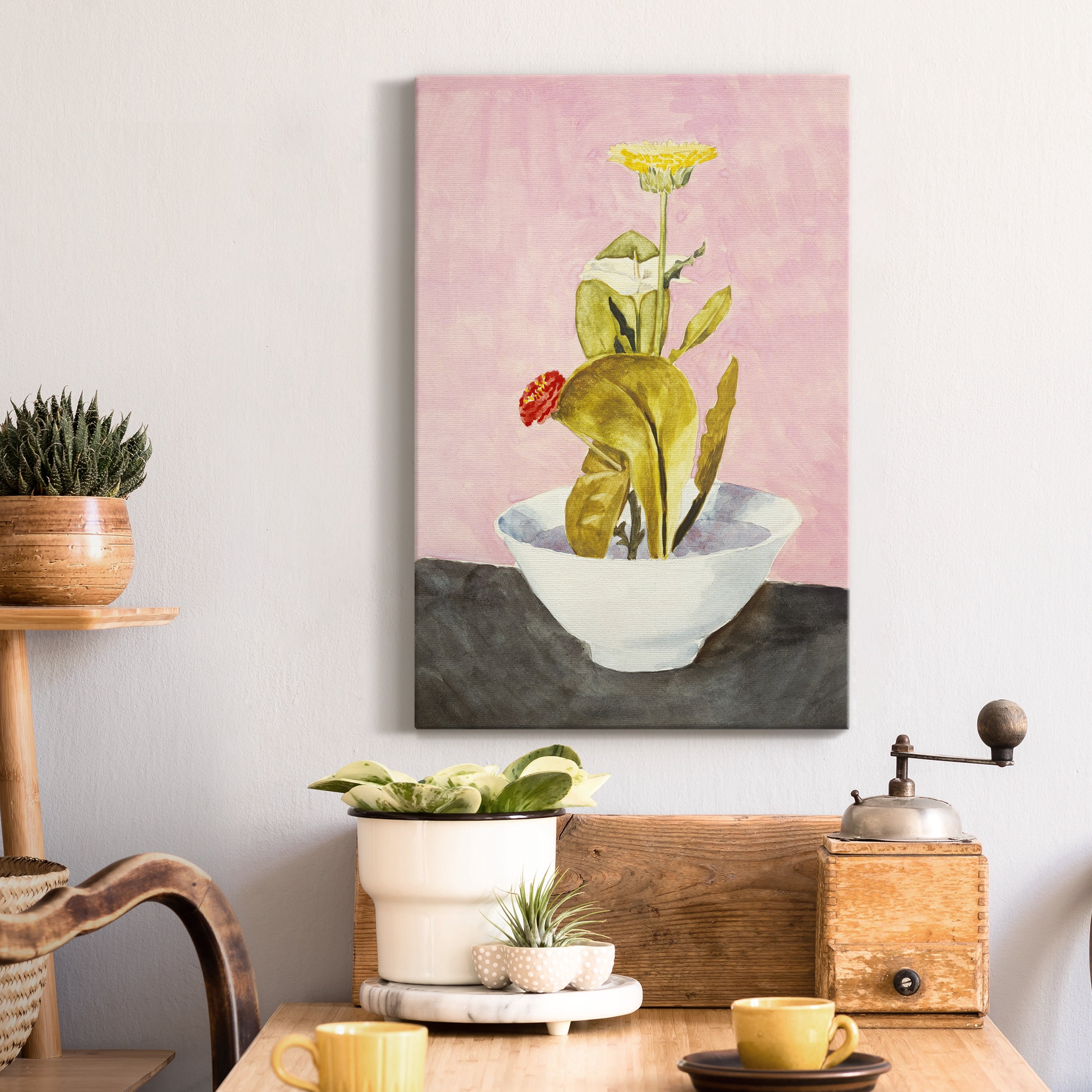 Bowl of Flowers Premium Gallery Wrapped Canvas - Ready to Hang - 12 x 18