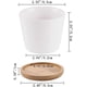 thumbnail image 5 of Maceta suculenta de cerámica blanca de 6,5 cm con bandeja de bambú, juego de 6, macetero para plantas de cactus, maceta, contenedor, regalo para cumpleaños, bodas, 5 of 8