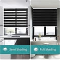 thumbnail image 3 of 27 Inch Wide Mini Zebra Blinds for Windows,Black Sheer Privacy Light Filtering Cordless Dual Layer Roller Shades for Home Office Bedroom, 27" W×75" H, 3 of 8