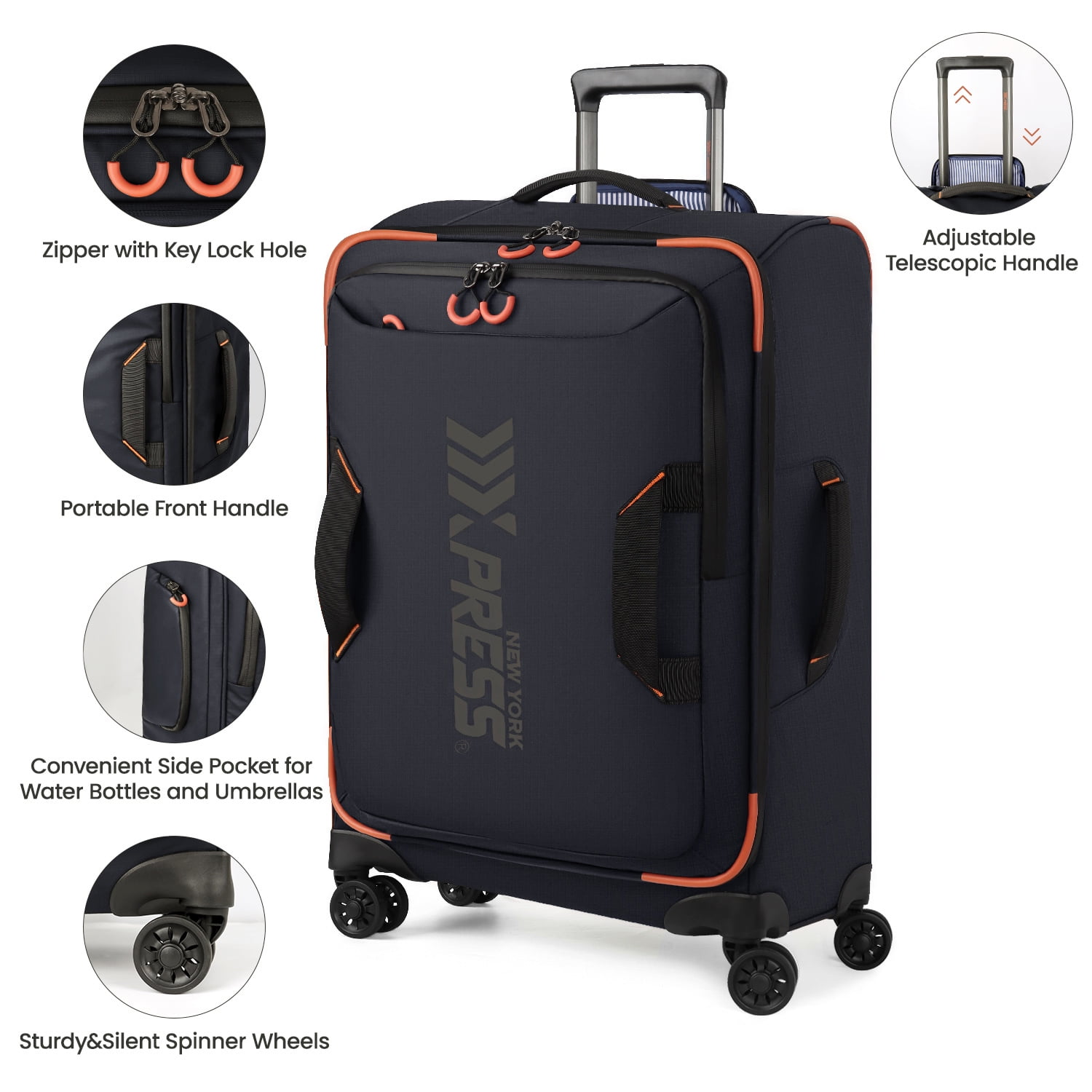 New York Xpress 2-Piece Softside Luggage Set, 22/30 inch Lightweight Water-Resistant Upright Suitcase for Men Women, Blue - TA8353