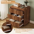 thumbnail image 2 of Fluted 6-Drawer Dresser & 2 Charging Nightstands Sets - Oversized 3-Piece Furniture Set with USB/Type-C Ports, Modern Furniture Sets for Bedroom, Walnut, 2 of 9