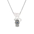 thumbnail image 2 of Delight Jewelry Silvertone Hamsa Hand with Blue Crystal Silvertone Dream Big Pendant Necklace, 25", 2 of 4