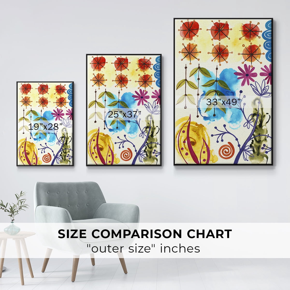 Flower Power II Framed Premium Gallery Wrapped Canvas - Ready to Hang - 27 x 41 - Black Floating Frame