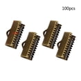 thumbnail image 3 of BESTYASH 100Pcs Dark Brown Textured Cord Ends Ribbon Crimp Clamps with Buckles for Jewelry Making, 3 of 8