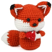 BESTSKY Knitted Fox,Starter Crochet Kit with Video,Crochet Kits for Beginners,Crochet Kit for Adult Beginner,Crochet Kit for Kids,Crochet Kit with Yarn