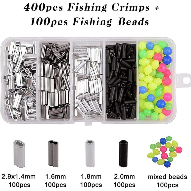 Fishing Crimping Pliers Heavy Duty + 500pcs Crimp Sleeves Set Hand Crimper  Plier Set Wire Rope Crimpers 