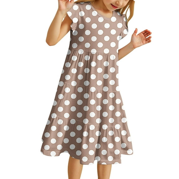 Girls Sleeveless Floral Dot Print Tank Dress with Ruffle Hem, Casual Summer Playwear for Ages 6-16, Comfortable & Easy Care for Outdoor Activities