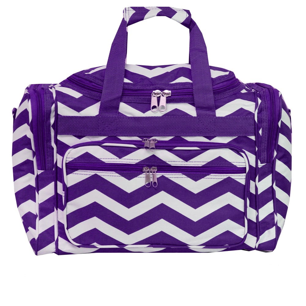 CalBags Chevron 16-inch Shoulder Carry-on Duffel Bag - Purple White Chevron