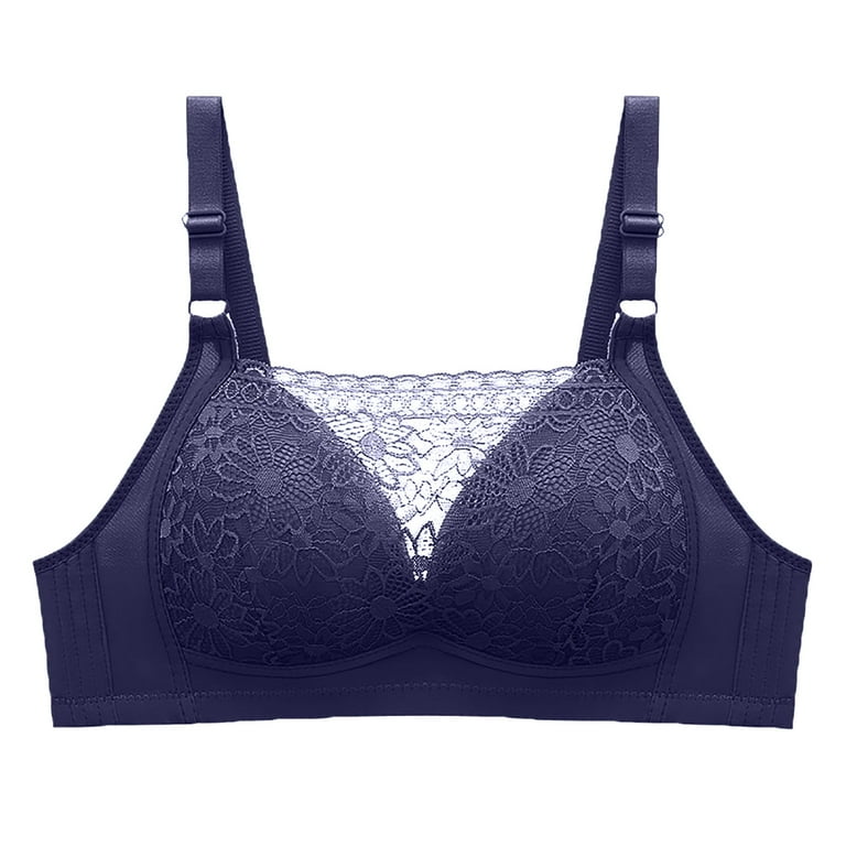 Buy Non-Padded Non-Wired Full Coverage Bra with Lace in Blue