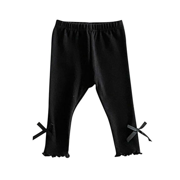AINIYS Fall Children's Bow Embroidery Leggings Comfy Elastic Pants Versatile Outerwear Casual Wear for Homecoming Black 3 Years