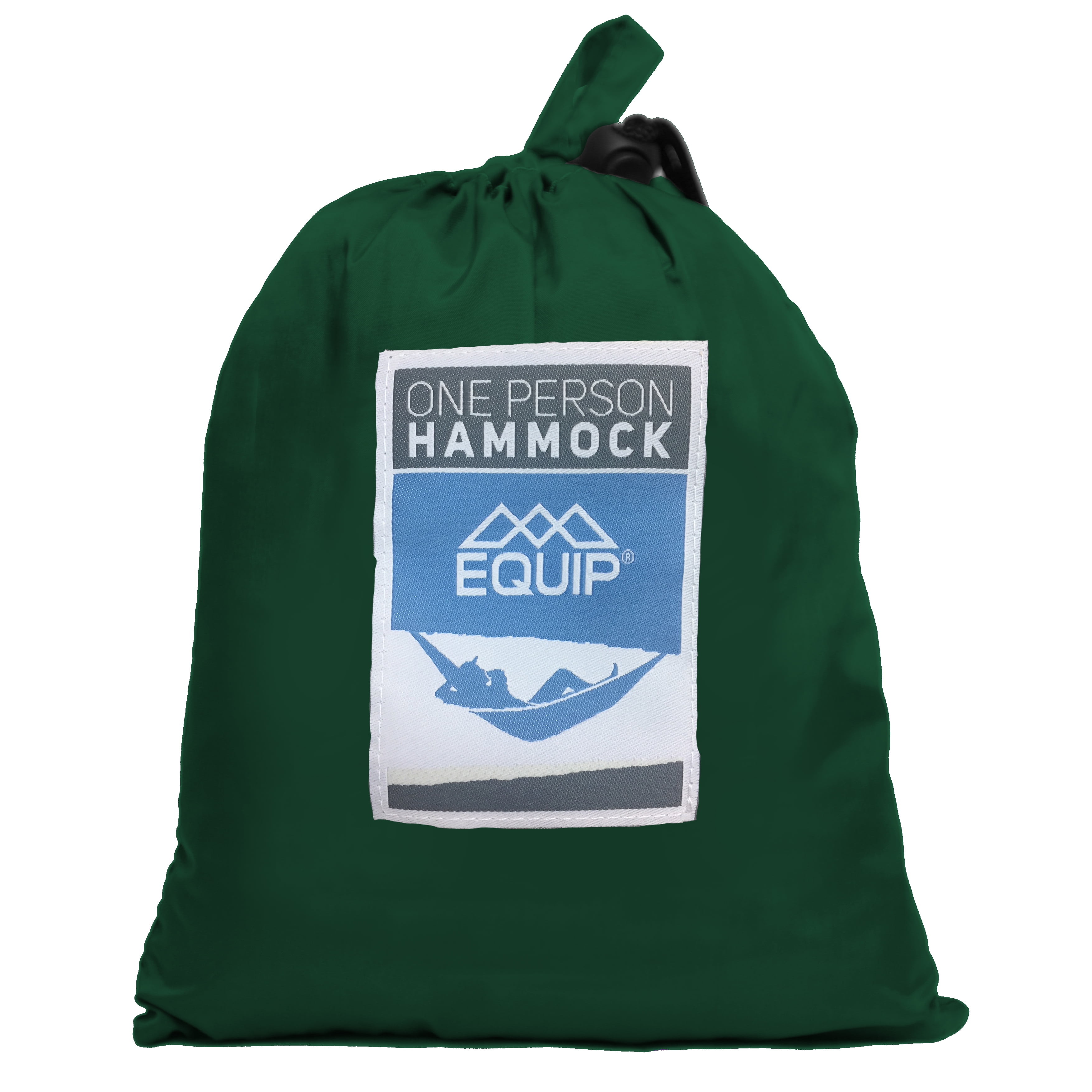 Equip Single Panel Solid Nylon Lightweight Portable Camping Hammock, 1 Person Green, Hammock Open Size 116" L x 59" W
