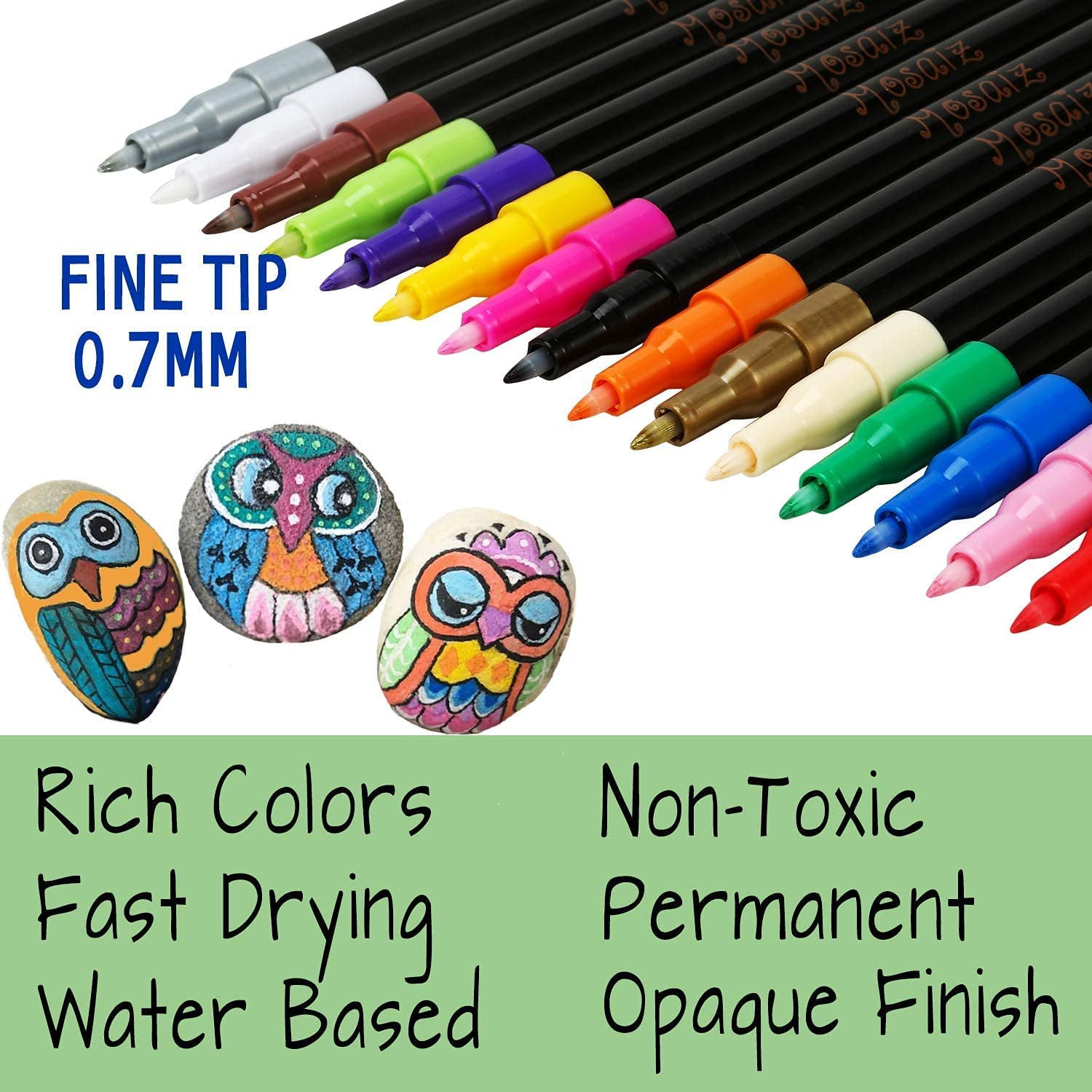 EinMAIQi Paint Pens Paint Markers, 30 Colors Brush Tip Acrylic