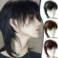 thumbnail image 2 of Rambut Palsu Rambut, Gaya Ekor Serigala, Rambut Palsu Retro, Poni Tengah Lelaki, Rambut Palsu Penuh, 2 of 5