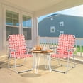 thumbnail image 5 of Ktaxon 2Pcs Oversize Patio Lawn Folding Chairs, Outdoor Webbed Portable Seating, Lightweight Steel Beach Dining Chair for Outdoor Yard, Garden (Red & White, Oversized), 5 of 6