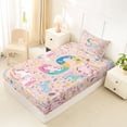 thumbnail image 4 of Castle Fairy Unicorn Letter S Twin Sheet Sets 3pcs for Kids,Kawaii Animal Bedding, 4 of 6