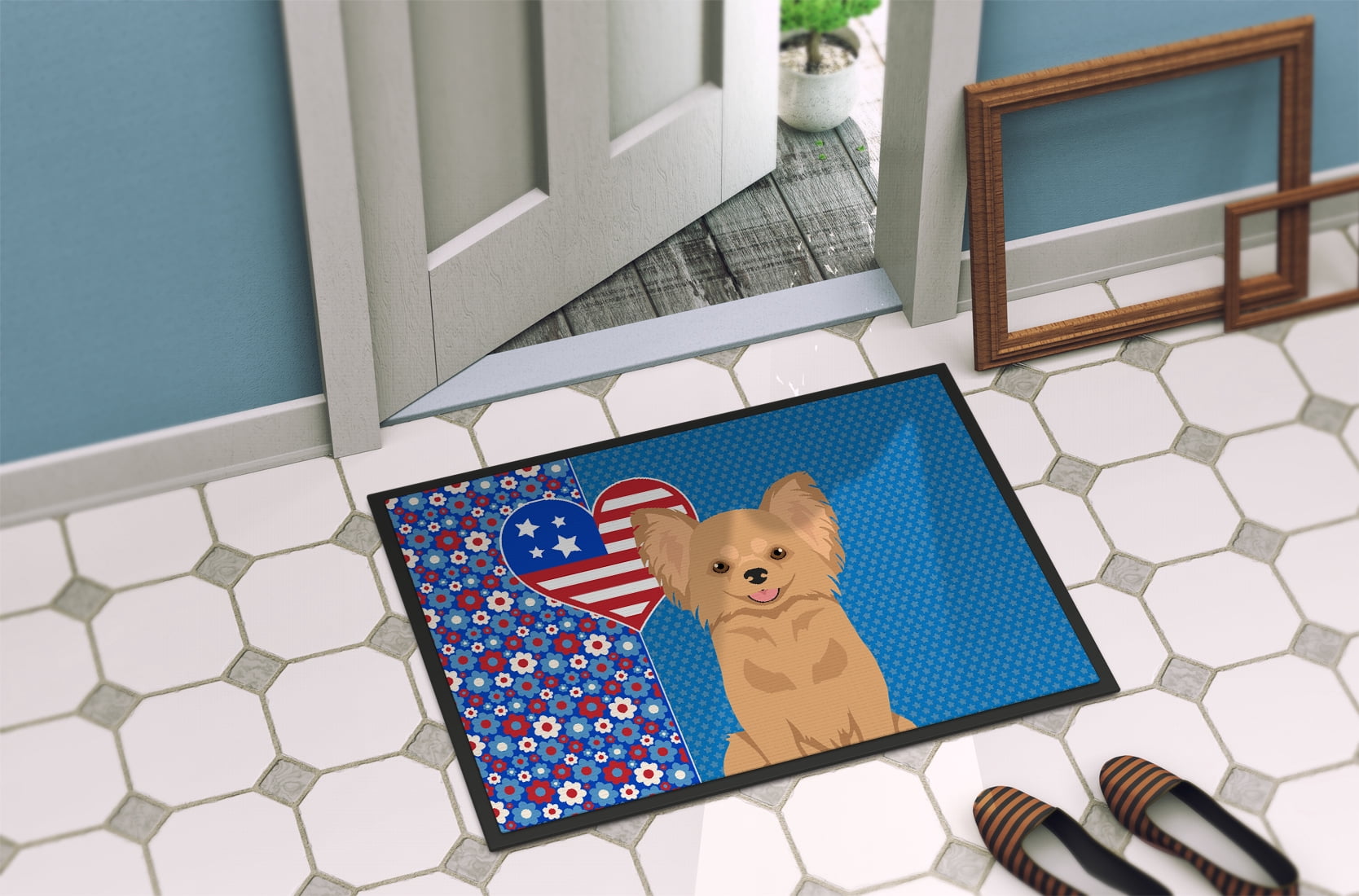 Longhaired Gold Chihuahua USA American Indoor or Outdoor Mat 24x36