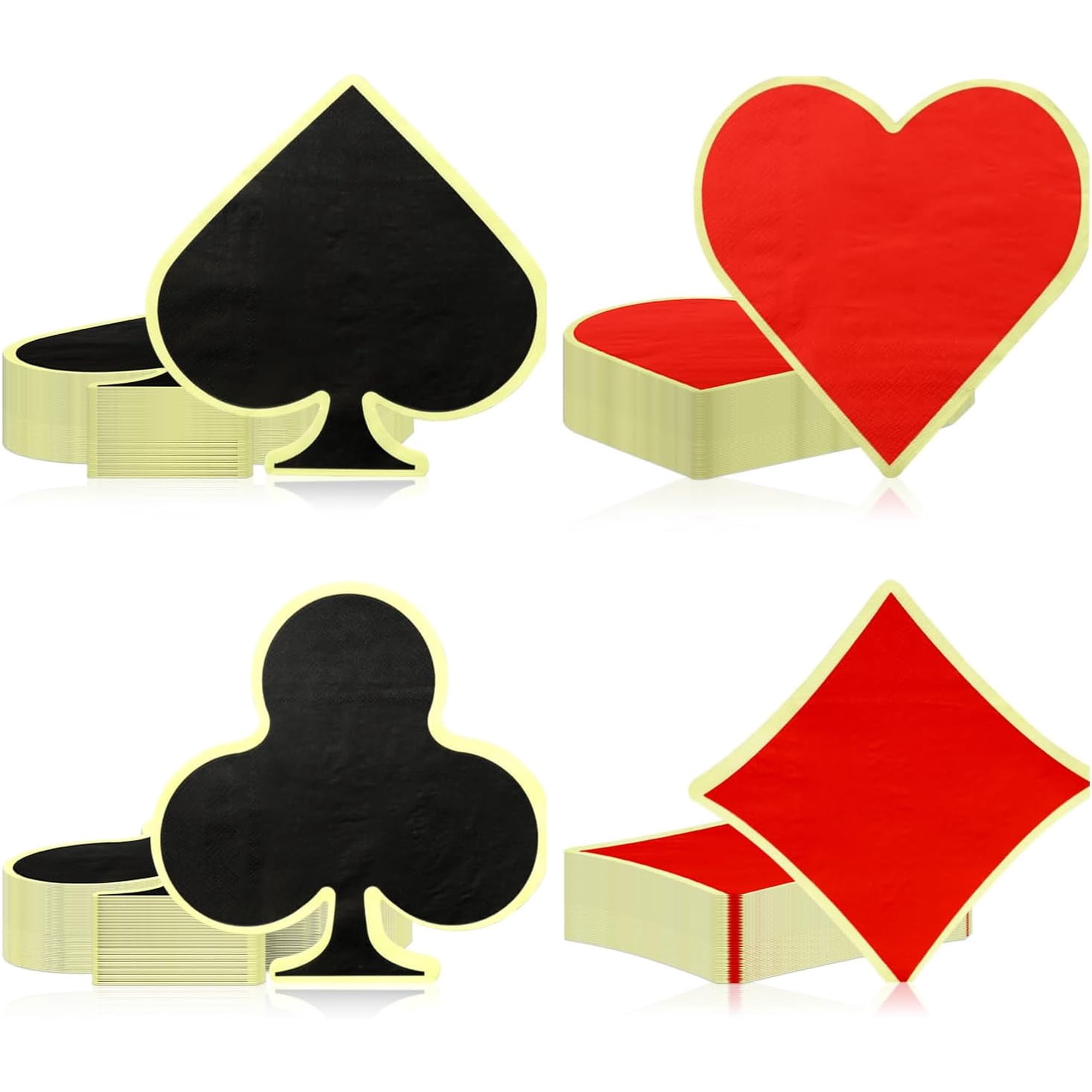 Casino Poker Print Napkins, 4 Pattern Poker Paper Napkins for Casino Theme Party Decorations Vegas Themed Party Decorations