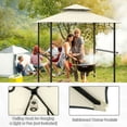thumbnail image 5 of Demifill Outdoor Double-Tiered Grill Shelter Canopy with 2 Shelves and 7 Hooks, Grill Shelter for Outdoor, Beige, 5 of 10