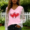 thumbnail image 4 of Craaazy Women's V-Neck Sheer Long Sleeve Valentines Graphic Shirts Gifts, 4 of 6