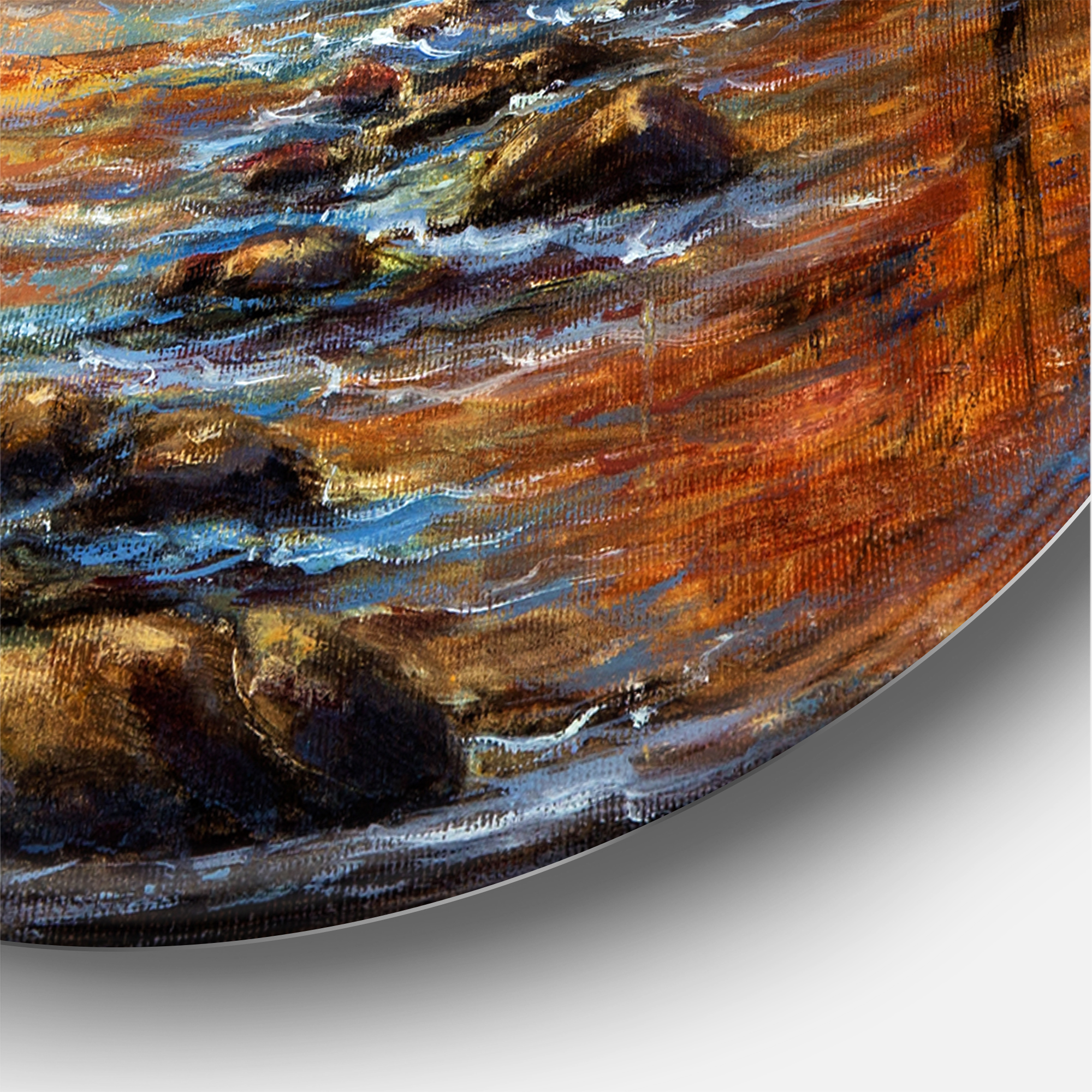 Designart 'Sunrise Glow In The Autumn Forest' Lake House Circle Metal Wall Art 11x11 - Disc of 11
