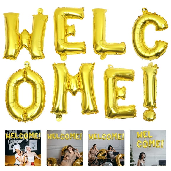 FELTECHELECTR Back-to-school Party 1 Set Welcome Letter Balloons Golden Aluminium Film Non-floating Decoration