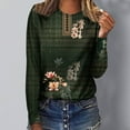 thumbnail image 2 of Pompotops Femmes Dames Col Rond Hauts Amples Décontractés T-Shirts Imprimés Blouse à Manches Longues en Solde, 2 of 5