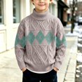 thumbnail image 5 of AUDeals Boys Turtleneck Argyle Cable Knit Sweater Pullover Sweater Long Sleeve Knitwear Preppy Casual Layering Top for Daily Wear (Grey, 3-4 Years), 5 of 5