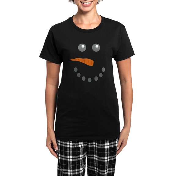 CafePress - Snowman Face Women's Dark Pajamas - Women's Short Sleeve Print T-Shirt and Pants Dark Cotton Pajama Set